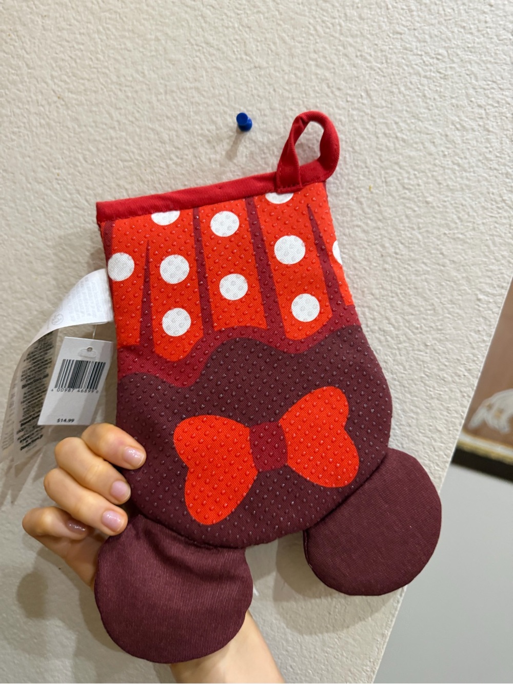 Disney Red and White Polka Dot Kids Oven Mitt with Bow